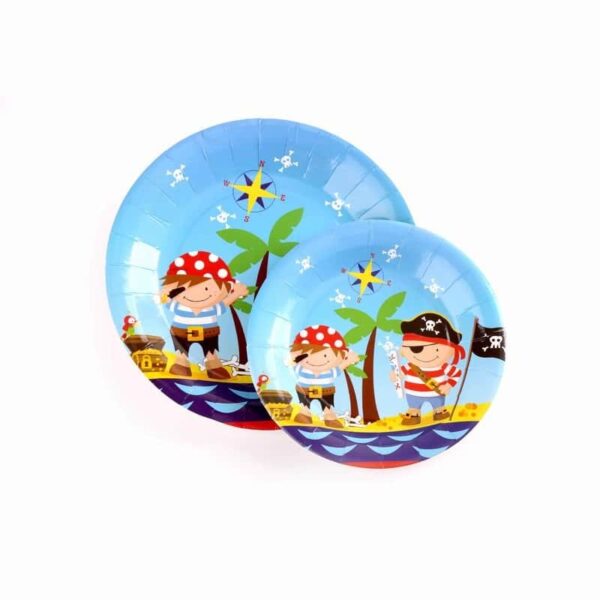 ЯК: пиронено хартиено партиено балонче с морски пиратски мотиви, райдър, съкровища и кораб, подходящо за детско тематично парти.