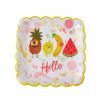 Японски балон с весел дизайн на ананас, лимон, банан и диня за парти, със свежи цветове и надпис "Hello" за забавни събития.