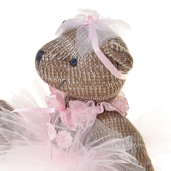 Мека плюшена играчка мечка в розово с тюл и панделки, подходяща за подарък за празници и рождени дни, перфектна за детски стаи и декорация.