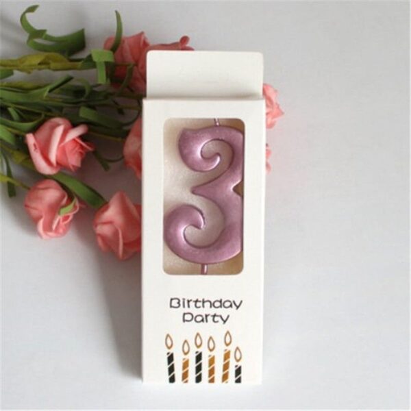 Метален свещ за рожден ден с номер 3, в кутия, подходящ за парти, украса за рожден ден, карнавални аксесоари, празнична декорация, Party Deluxe.