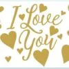 Love you надпис с сърца и балони за романтични събития и партита.