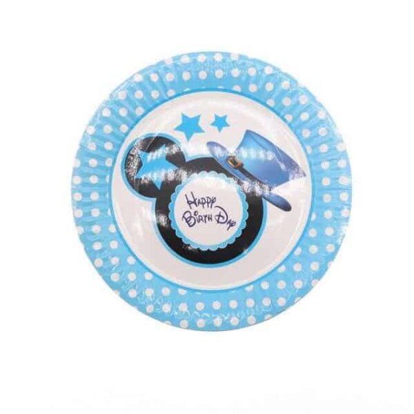 Цветна хартиена чиния за рожден ден с мишка и звезди, подходяща за детските партита, от Party Deluxe.