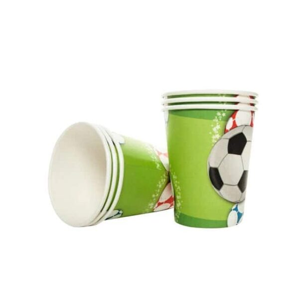 Зелени хартиени чаши за парти с футболен мотив, перфектни за спортни събития и празници, предлагащи стилен и удобен начин за пиене.