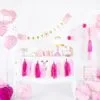 Pink baby shower decorations, balloons, and party supplies for girls, celebrating with balloons, banners, and themed decor for a baby girl event. Perfect for creating a festive, joyful atmosphere.