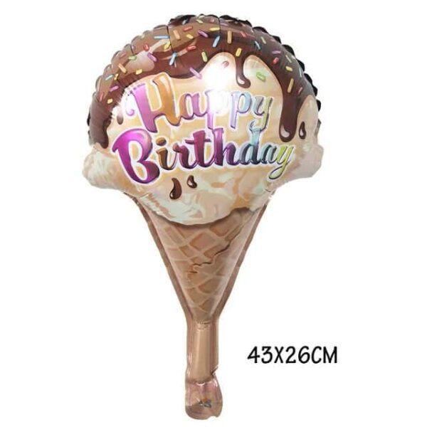 ярък балон за рожден ден с шоколадов топинг и надпис "Честит Рожден ден" за празнични събития, декорация, юбилейни партита и забавления за всички възрасти.