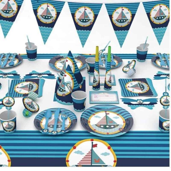 снимка на морско парти, тематични украси с лодки и плажна атмосфера, перфектно за морски или плажни рождени дни и събития, Party Deluxe, морска декорация и комплект за парти.
