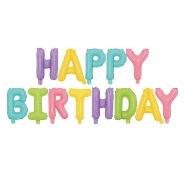 Цветни балонени букви за рожден ден, празнична украса, Happy Birthday, balloon decorations, birthday celebration, Party Deluxe България.