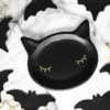 Черна въздушна балонка във форма на котка с клепнали очи, подходяща за Хелоуин партита, декорации и тематични събития.