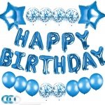 Комплект от балони за рожден ден Happy Birthday в синьо