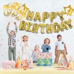 Комплект от балони за рожден ден Happy Birthday 1 в злато с хелий