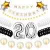 Хартиен банер за рожден ден с надпис "Happy Birthday" и балони за 20-годишнина, празнична украса за юбилейна партита и тържества.