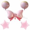 Розова балонна украса с балон за бебе принцеса, балони с комбинация от криле и звезди, подходящи за празненство за момиче, тематичен декор за рождени дни и специални събития.