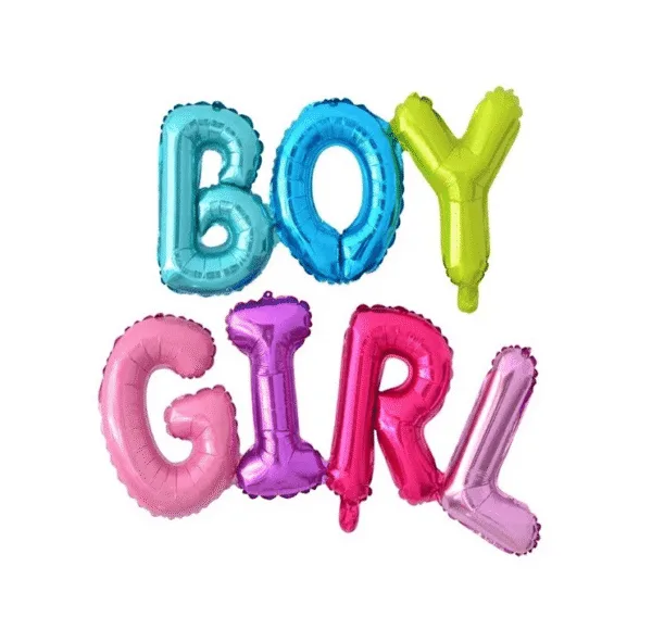 Bouly balloon decorations за рожден ден, парти и събития, цветни балони с надпис "Boy Girl" за детски празници и тематични събития.