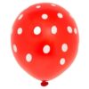 балон с червена основа и бели точки за парти събития, украса за рожден ден и специални тържества.