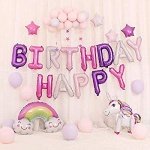 Фолиев надпис Happy Birthday в пастелни лилави цветове