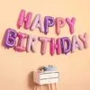 Цветни балони с надпис "Happy Birthday" за празнични рождени дни, украса и парти декорации.