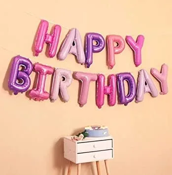 Цветни балони с надпис "Happy Birthday" за празнични рождени дни, украса и парти декорации.