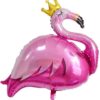розово балон с форма на фламинго с златна корона, подходящ за парти и декорации.