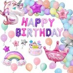 Фолиев надпис Happy Birthday в пастелни лилави цветове