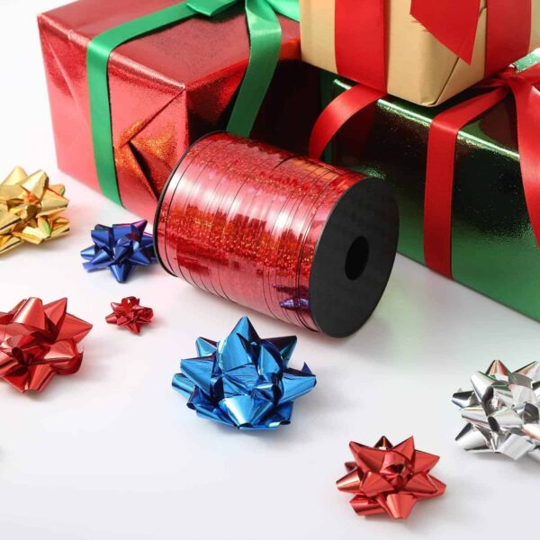 Ленти за опаковане на подаръци, бляскав декор, празнична украса за Коледа и Новогодишни празници, Party Deluxe.