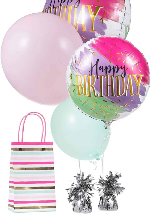 въздушни балони за рожден ден, цветни и със надпис "Happy Birthday" за парти, декорация за празници, тържествено парти, украса за рожден ден, балони за парти, Party Deluxe.