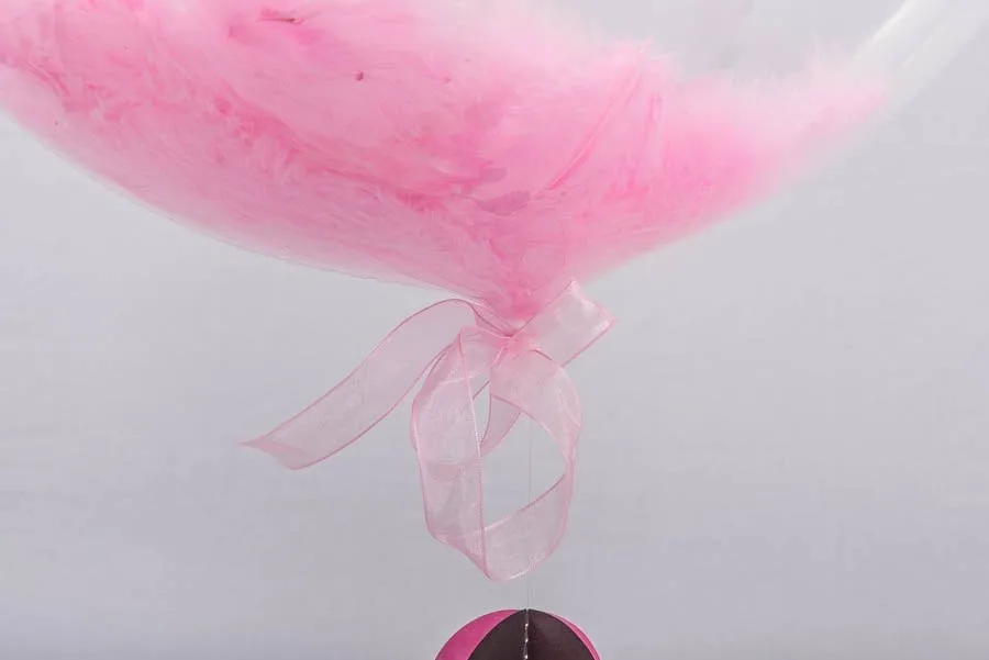 неонова розова балон с вати, подходящ за партита и събития, decorated balloon for celebrations,Party Deluxe Bulgaria.
