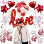 Червен красив фолиев надпис LOVE