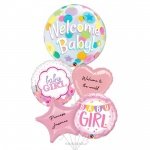 Тематичен розов фолиев балон с надпис BABY GIRL