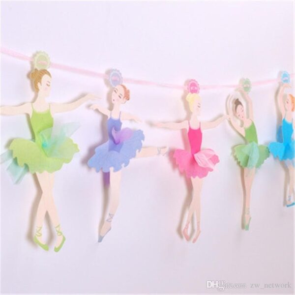цветни балерина гирлянда, детска украса, парти декорация, балетна тематика, хубав детски празник, Party Deluxe.