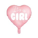 Красив фолиев балон сърце ITS A GIRL с хелий