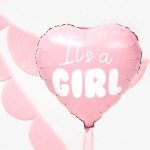 Красив фолиев балон сърце ITS A GIRL с хелий