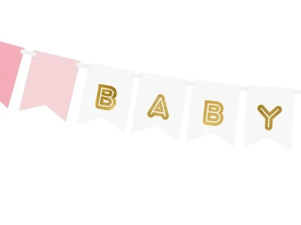 Рекламна украса за рожден ден с банери и букви „BАBY“. Тематична декорация за бебешки празник, подходяща за персонализирани събития и детски рождени дни. Идеална за създаване на весел и уютен атмосферен дизайн.