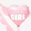 Пълен илюстриращ балон с надпис "It's a Girl" за бебешки празници, бунтове или родилни тържества, перфектен за създаване на празнична атмосфера и цветни декорации за новородено момиче.
