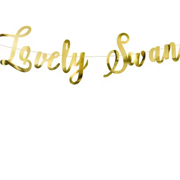 Златна декоративна гирлянда с надпис "Lovely Swan" за елегантни събития и празненства.