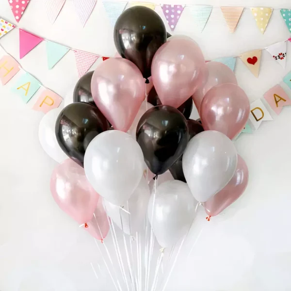Файл: балони за парти, червени, розови, черни, бели, балонни декорации за рожден ден, събития, парти украса, Party Deluxe.