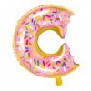 Цифрова въздушна балон хлапашки дизайн под формата на буква "C" със сладко розово покритие и разнообразни цветни поръсвания, подходящ за детски партита и празненства.