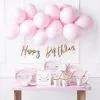 Розови балони с Happy Birthday банер за празненство, сватба или рожден ден, перфектни за детски партита и събития.