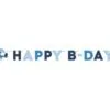 HAPPY B-DAY банер със самолет и синьо настроение за рожден ден, перфектен за тематични партита и украса.
