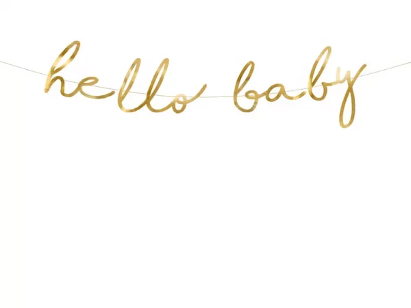Рожденствено декориране за бебешки парти с надпис Hello Baby, подходящо за baby shower и кръщене.