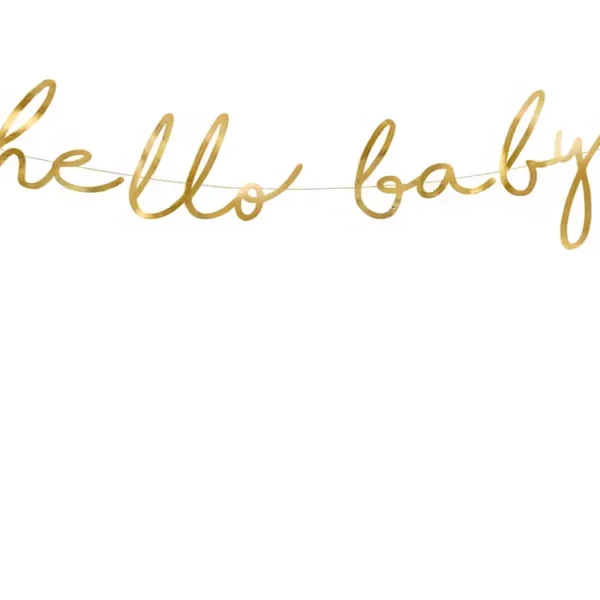 Рожденствено декориране за бебешки парти с надпис Hello Baby, подходящо за baby shower и кръщене.