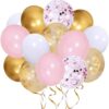 Балони с розови, бели и златисти цветове за празненства и събития, украса за рожден ден и партита, Party Deluxe.