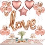 Нежен сет от Балони в цвят розе LOVE със хелий