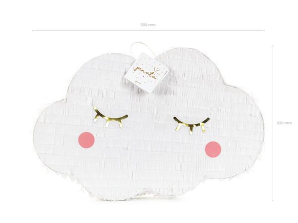 Мека бродерия подложка за парти с облачно дизайн, сладки затворени очи и розови бузи, перфектна за детски партита, снимки и декорация, създаващ уютна атмосфера.
