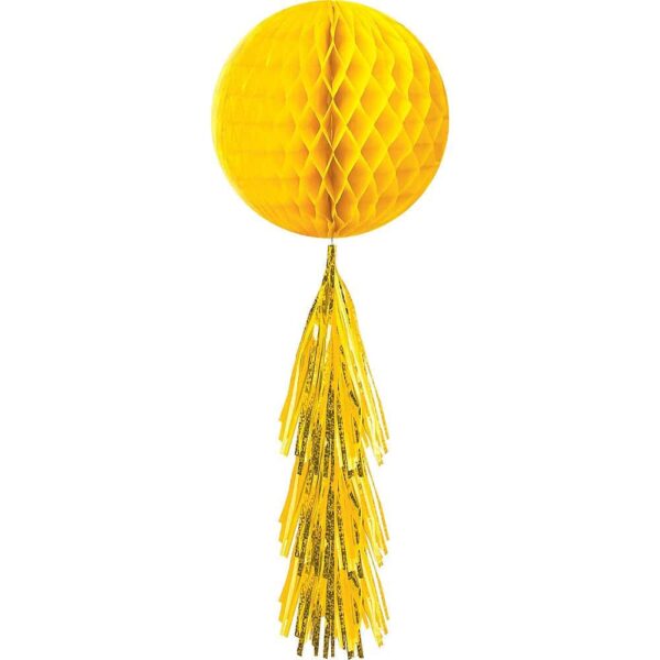 Окачена хартиена топка с гърба, жълта декорация за парти, весел интериор, Party Deluxe.