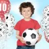 10 футболнни балони и детска игра, празнична атмосфера, партити за деца, украса за футбол, забавление за младежи и семейства, празнуване на рождения ден на момче, футболна тематична украса, весели моменти.