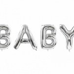 Огромен фолиев надпис BABY в сребърен цвят