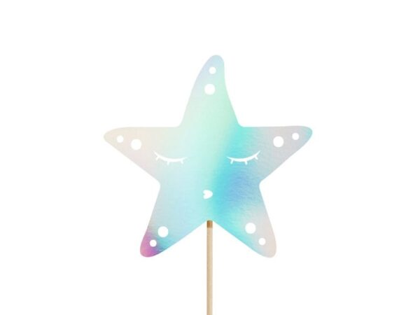 Модерен цветен декорация на звезда за детски партита и празници. Позволява създаване на приказна атмосфера и забавление за малките гости. Идеално за тематични събития и детски празници.