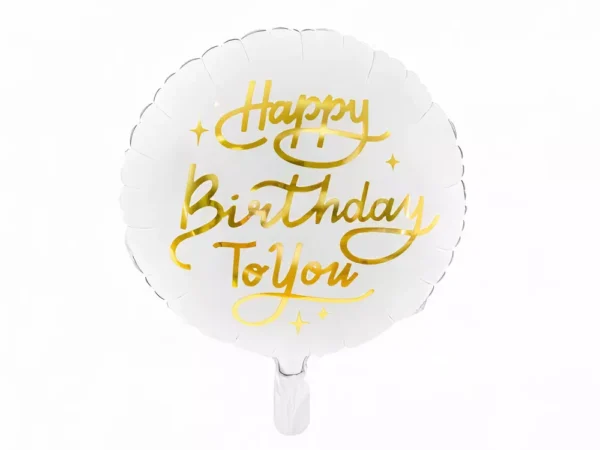 Златен балон за рожден ден с послание "Happy Birthday To You" за празнична украса и събития.