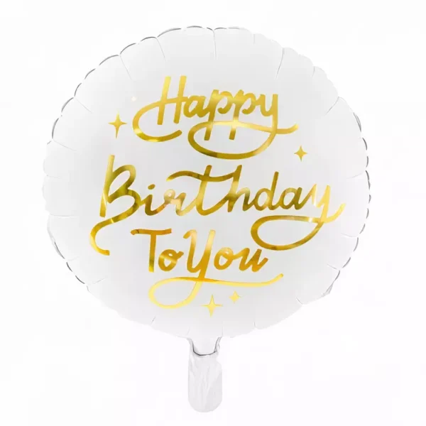 Златен балон за рожден ден с послание "Happy Birthday To You" за празнична украса и събития.