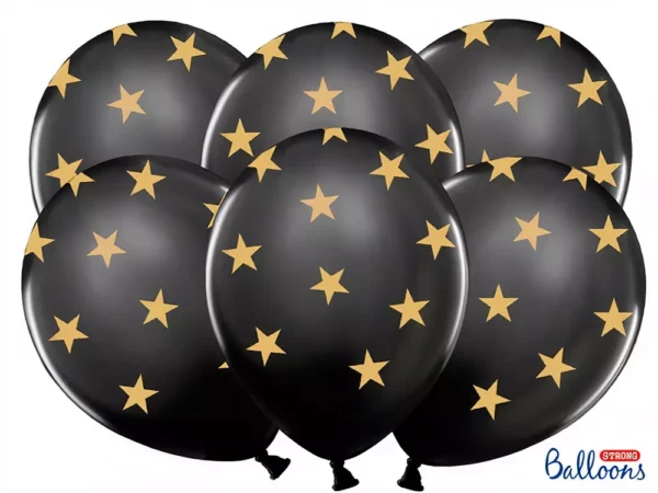 Черни балони с златни звезди за празненство и декорация, Party Deluxe, Party Decorations, Balloon Accessories, тематични украси.